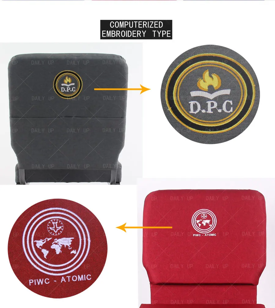 Upholstered Church Pray Chair With Armrests Metal Frame Theater Chair With Customization Logo Padded Auditorium Chair