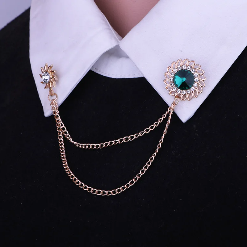 Men Suit High Quality Luxury Jewelry Fashion Lapel Pin Chain Brooches