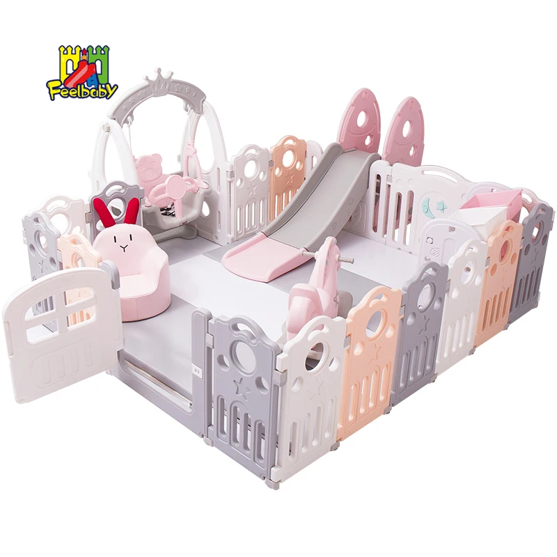 Children playyard indoor kids play yard pen removable portable safety fence plastic foldable baby playpens for playground