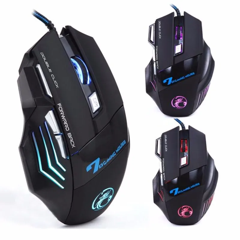 Wired Gaming Mouse with LED Lights - 5500DPI & Ergonomics