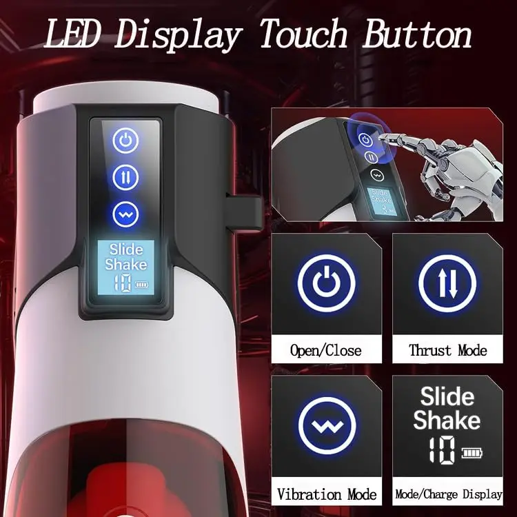 LED Display 3D Textured Electric Pocket Pussy Male Stroker