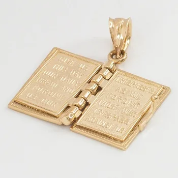 Cross Religious Holy Bible Photo Locket Necklace 18k Gold Plated Jewelry Engraved 3d Holy Bible Book Prayer Jewelry Religious