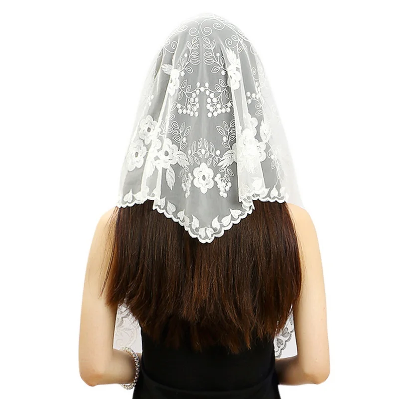 Black and White Women's Spanish Mantilla Lace Catholic Veil
