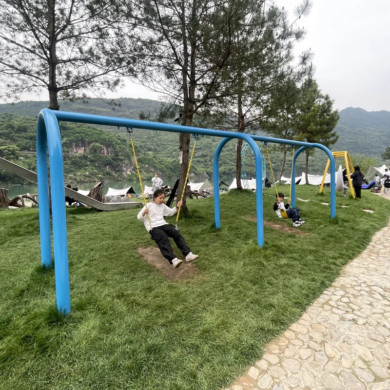 Outdoor Adult/Child Swing Set with Metal & Plastic Material for Community Parks School Playgrounds Trampoline Parks