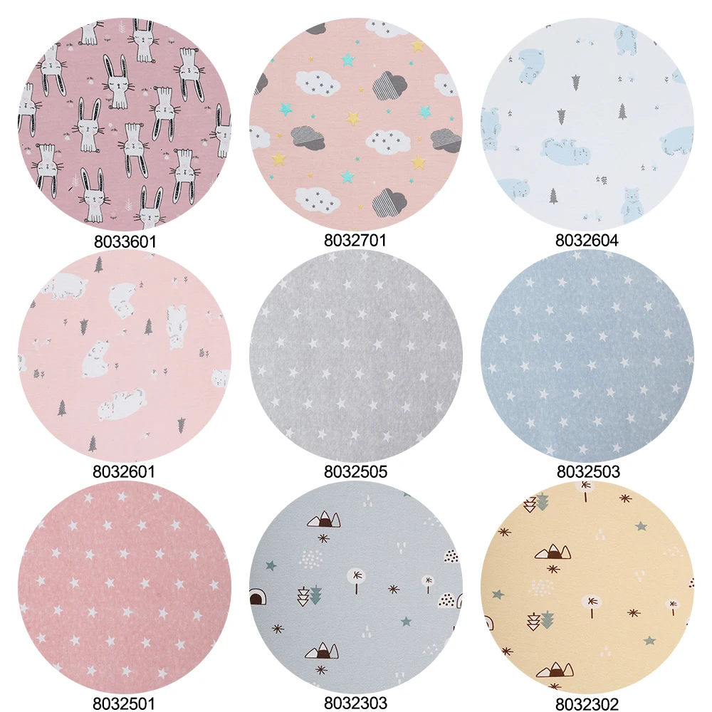 Langka Custom Cartoon Printed Baby Interlock Knitted Cotton Jersey Knit Fabric Wholesale