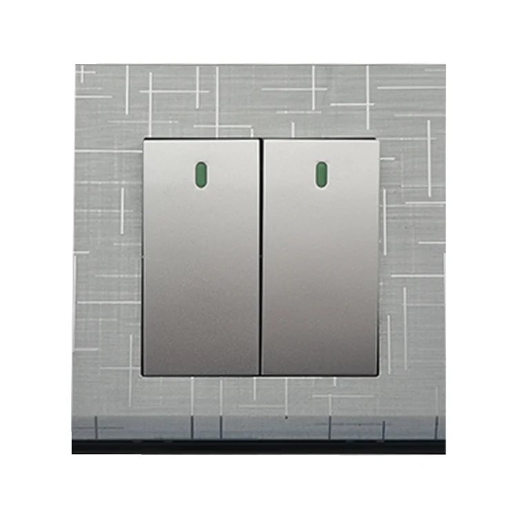 VNX UK Standard Wall Switch Electrical Luxury PC Meteor Silver Panel 2 Gang 1 Way Wall Light Switch Touch Switch Socket