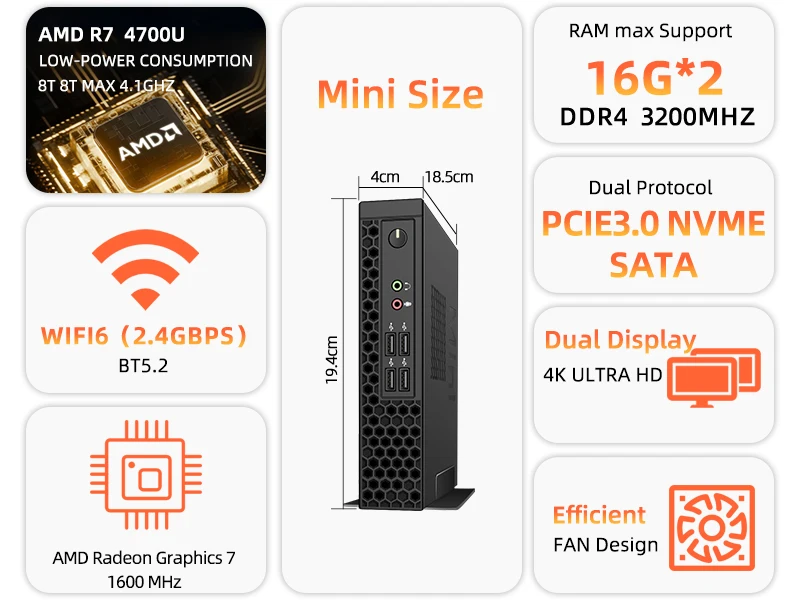 Gaming Pc Mini Pc Ryzen 4700u GenMachine Mini PC Ren4000 4700U AMD