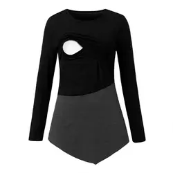 Женская толстовка для кормящих мам Одежда для беременных футболка для грудного вскармливания топы с асимметричным подолом для кормящих мам