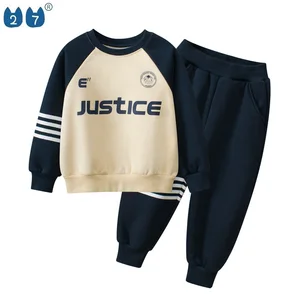 Wholesale Children'S Suit Autumn New Boys' Two-Piece Set Sweatshirts Fleece Hoodless Hoodie Set