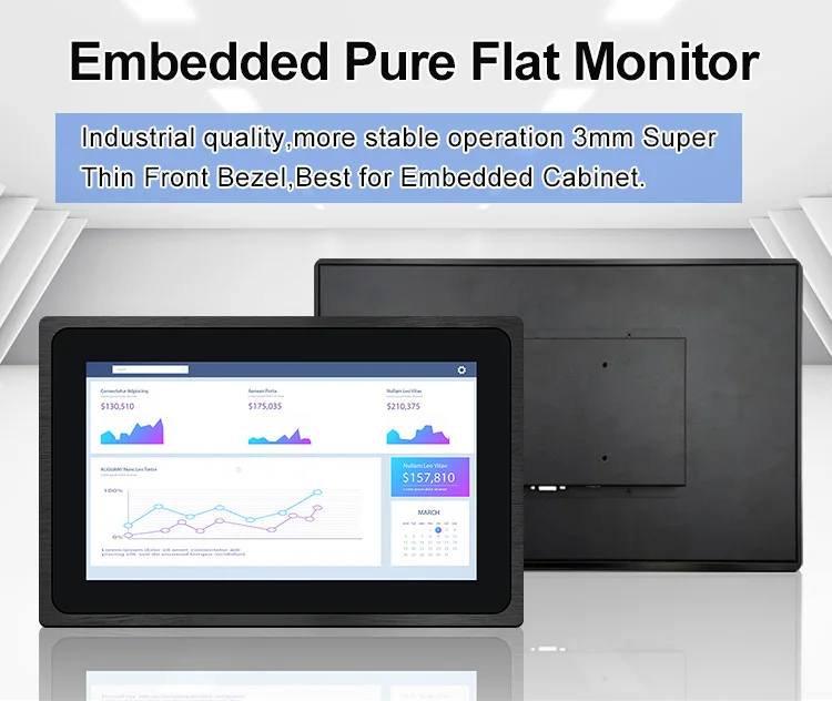 15.6 Inch 1366*768 IPS 1920*1080 VGA Capacitive Touch Metal Aluminum Frame TFT Embedded Pure Flat Industrial LED Monitor