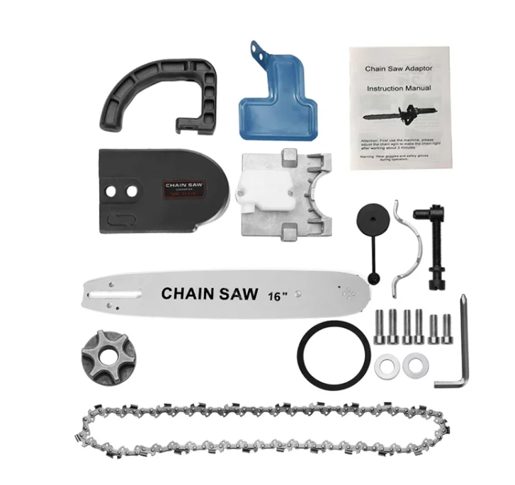 Electric Angle Grinder Chainsaw Adapter 11.5" Chain And Bar