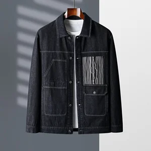 Light Luxury Custom Plus Size Autumn Mens Denim Bomber Jacket Smart Casual Cotton Blend High Quality