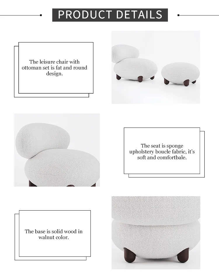 Wisemax Furniture Nordic Living Room Chair Sofas Fabric White Teddy