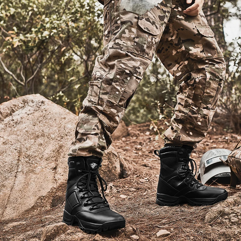 Qunlon Botas Militares Hombre Botas Tácticas 6 Botas Ligeras Profesionales  con Suela EVA Botas de Combate Impermeable Model-521, 41 EU, Negro W Con  Cremallera