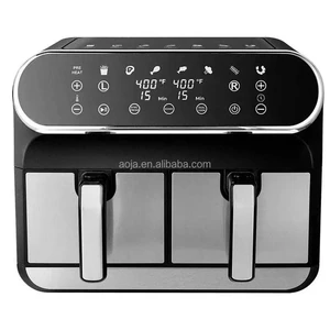 SKD CKD Stainless Steel Oil-Free Cook Dual Zone Double Drawer Basket Smart Digital Air Fryer Oven 5L+5L Capacity