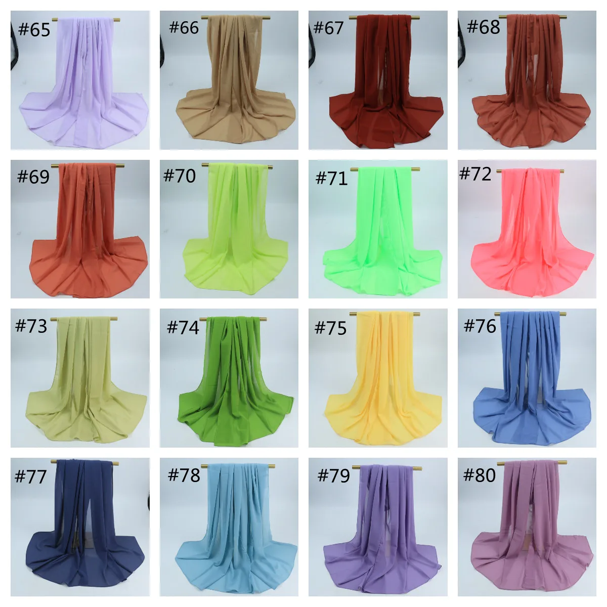 Custom Plain Color Chiffon Hijab - 100 Colors Available