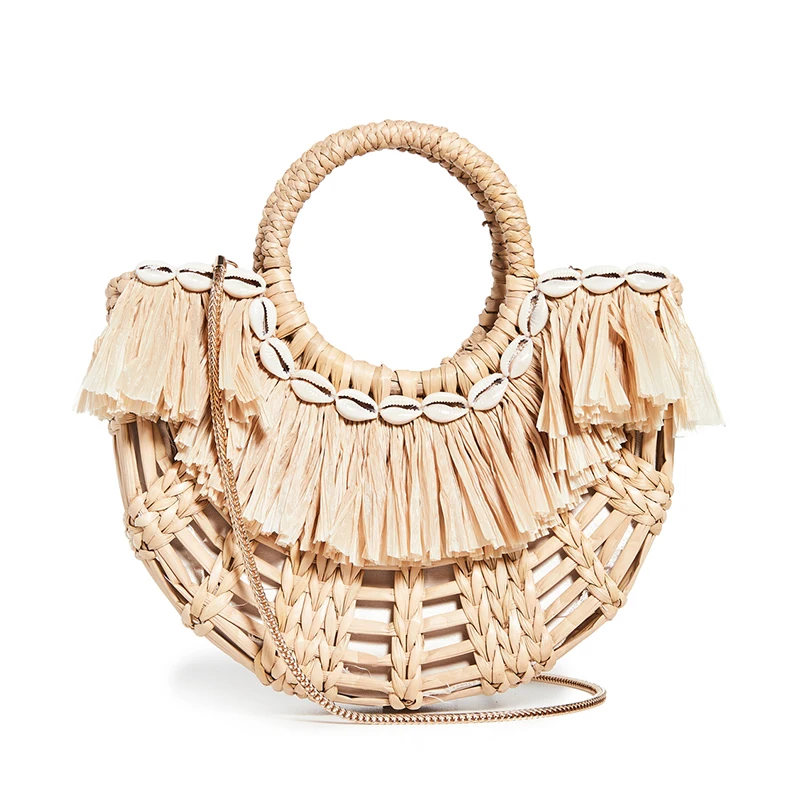 Summer Fashion Design Ladies Round Tote Straw Bag Women Rattan