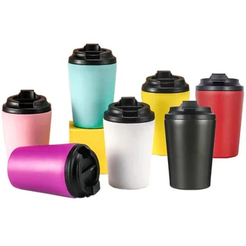 Small 12oz Custom logo Stainless Steel Vacuum Insulation Insulated Travel Coffee Mug Isotherme Thermos Thermal Cup with Lid