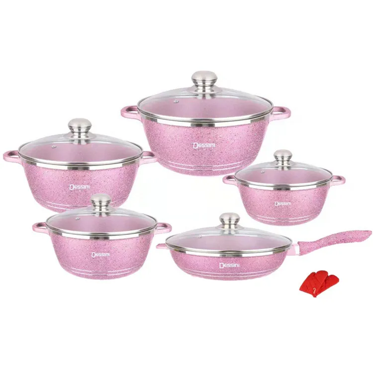 12 Pcs Dessini Die-casting Panela Kitchen Cooking Pot Pink Non Stick  Granite Cookingware Set Granite Cookware Sets - Buy Cooking Pot Cookware  Set Masterclass Premium Home Kitchen Cookware Sets,Cast