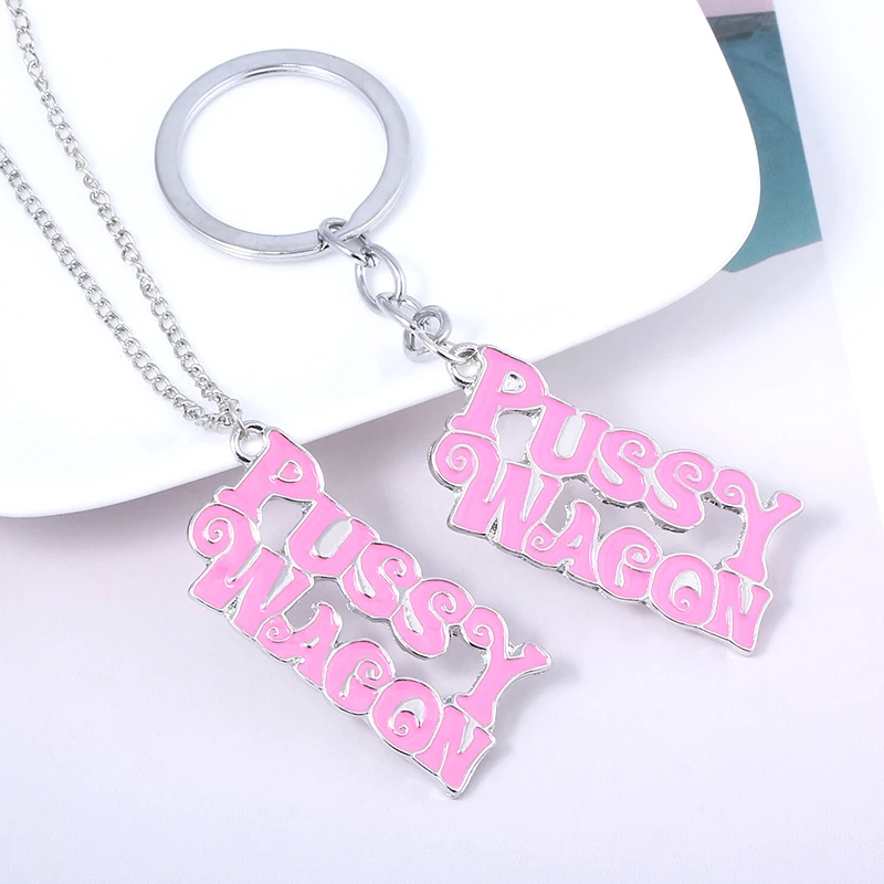 Zinc Alloy Keychain Pink Letter Keychain Gift PUSSY WAGON Kill Bill Movie 