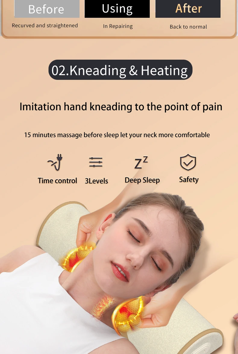 Electric Neck Massage Pillow Vibration Head Massage Pillow Cervical Spine Support Cushion