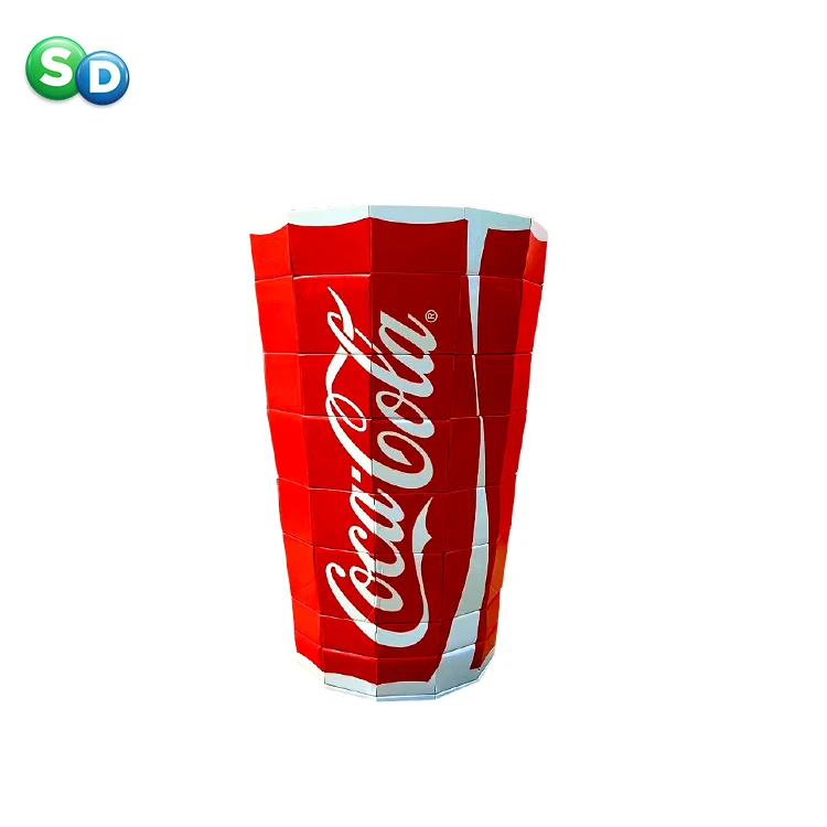 Newest Design Cocacola Bottle Shape POS Promotion Retail POSM Cardboard Flexible Foldable Rebound Elastic Display Stands