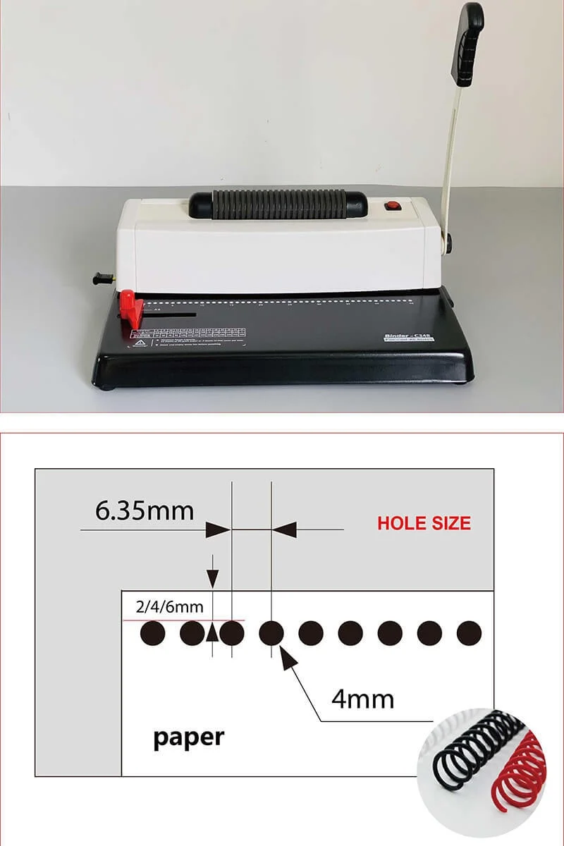 C348 Electric Binding Machine Single Coil Notebook Receipt Puncher Financial Accounting Office Wire Binding Machine
