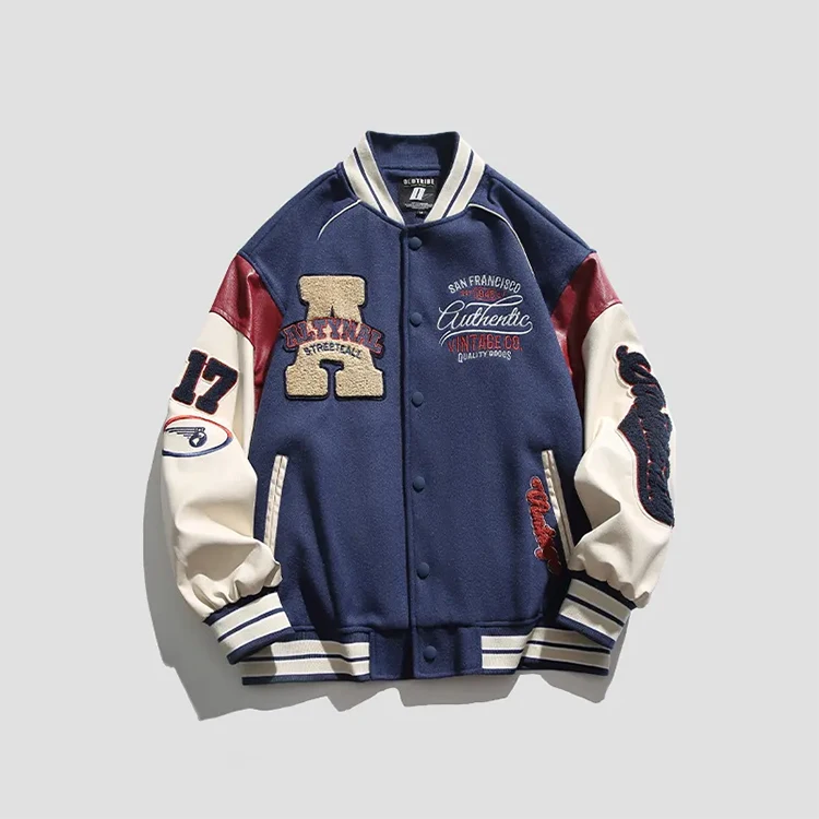 High Quality Chenille Embroidery Varsity Jacket Men Custom Logo Chain Patch Letterman Jacket Bomber Baseball Vintage Jacket