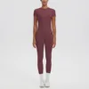 7156 short sleeve 7140 trousers suit-wine stain red