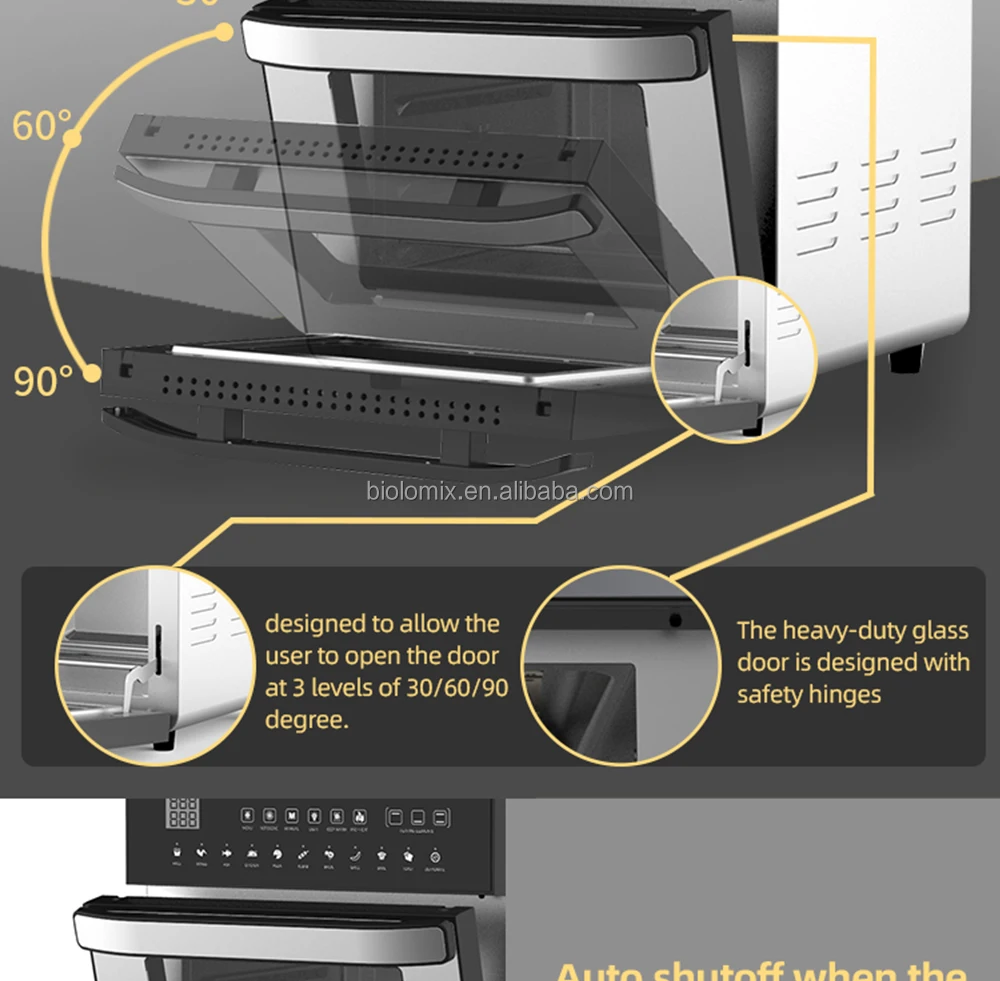 BioloMix Stainless Steel Dual Heating Air Fryer Oven Oil Free, Toaster  Rotisserie and Dehydrator, 11 in 1, 15 L, 1700 W