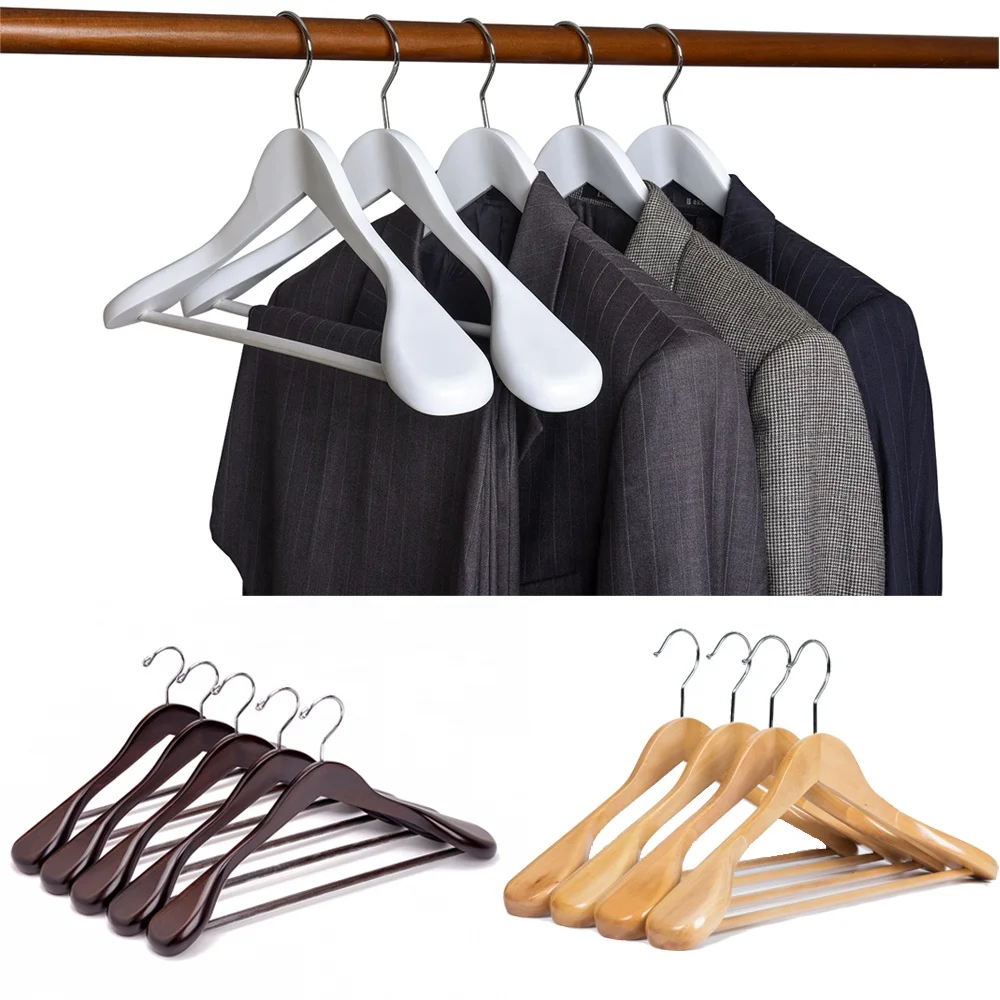 Premium Custom Logo Dark Walnut Stylish Luxury Wooden Coat Suit Jacket Clothes Hanger for Display