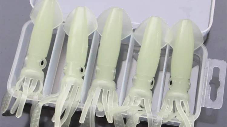 12cm Squid Lure Soft Silicone Squid Shape Fish Bait Luminous Octopus