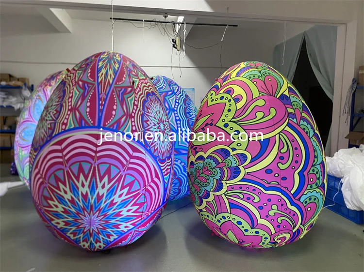 Colorful LED Lighted Inflatable Eggs Balloon for Easter Festival Holiday Advertising