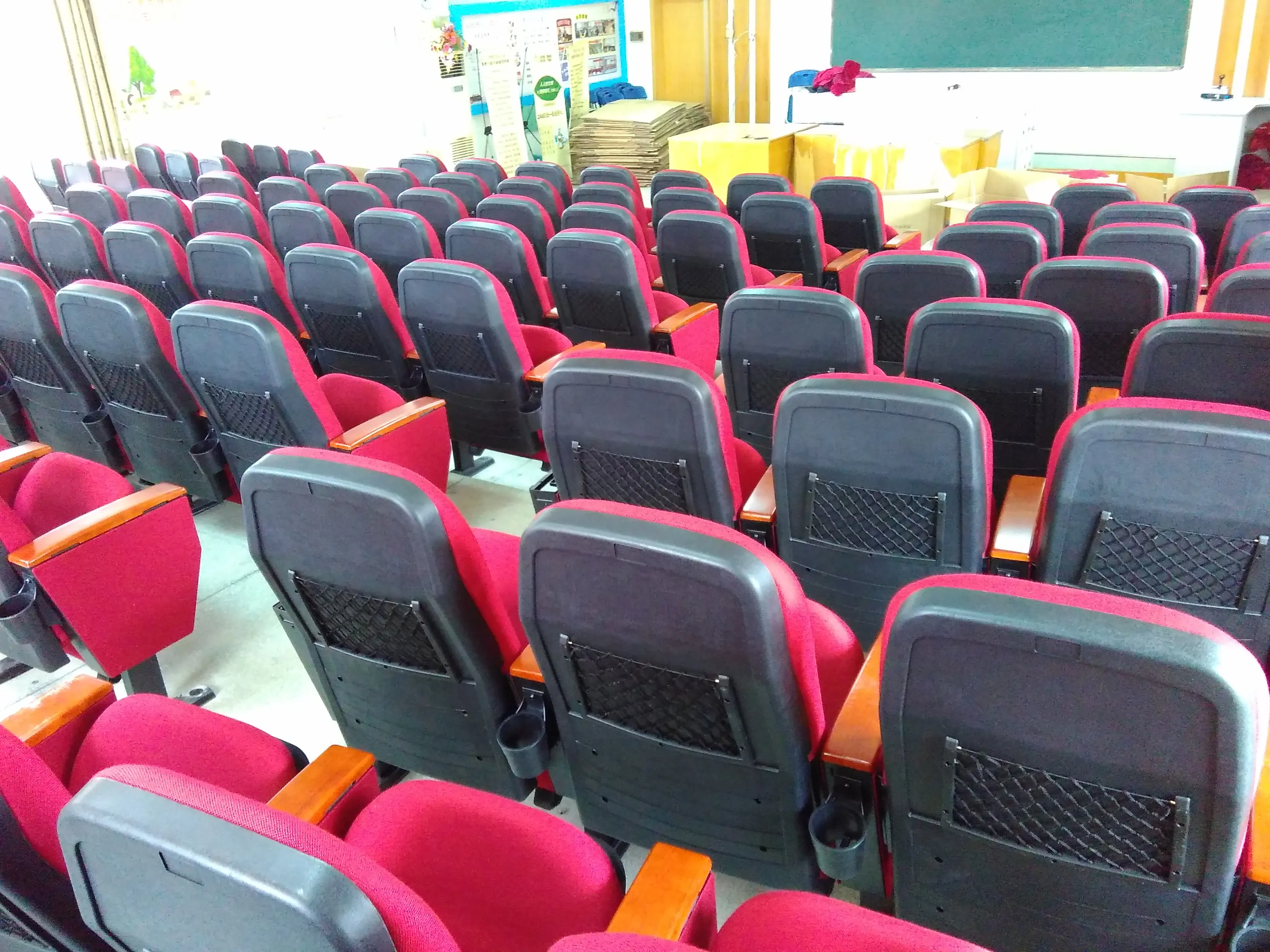 Verified Supplier Free Sample Price Cheap Auditorium Chair With Writing Pad Tablet Theater Durable Fabric Auditorium Theater