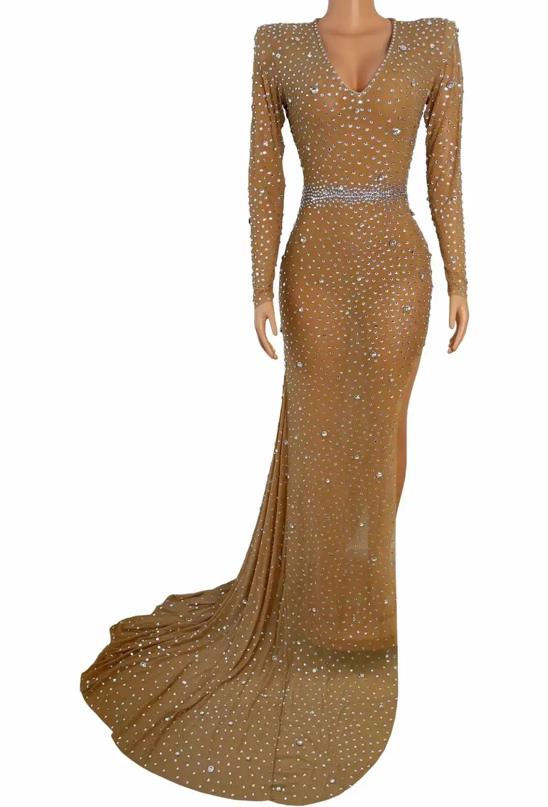shoulder pad evening dress Floor-Length Sleeveless Mother of the Bride Dress with Bow and Shoulder Pad