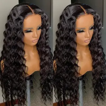 Wholesale Glue-free HD 250 density 13x4"32" High Quality Wig 100% Women Hair Water Wave Brazilian Hair Lace Front Wig