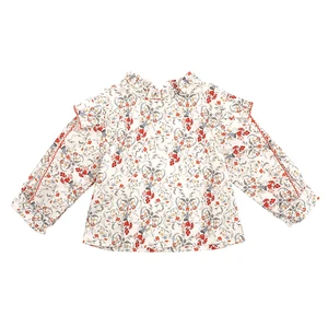 C1322 New Arrival Beautiful Girls Blouse 100% Cotton Shirt Flora Pattern Kids Clothes for Spring