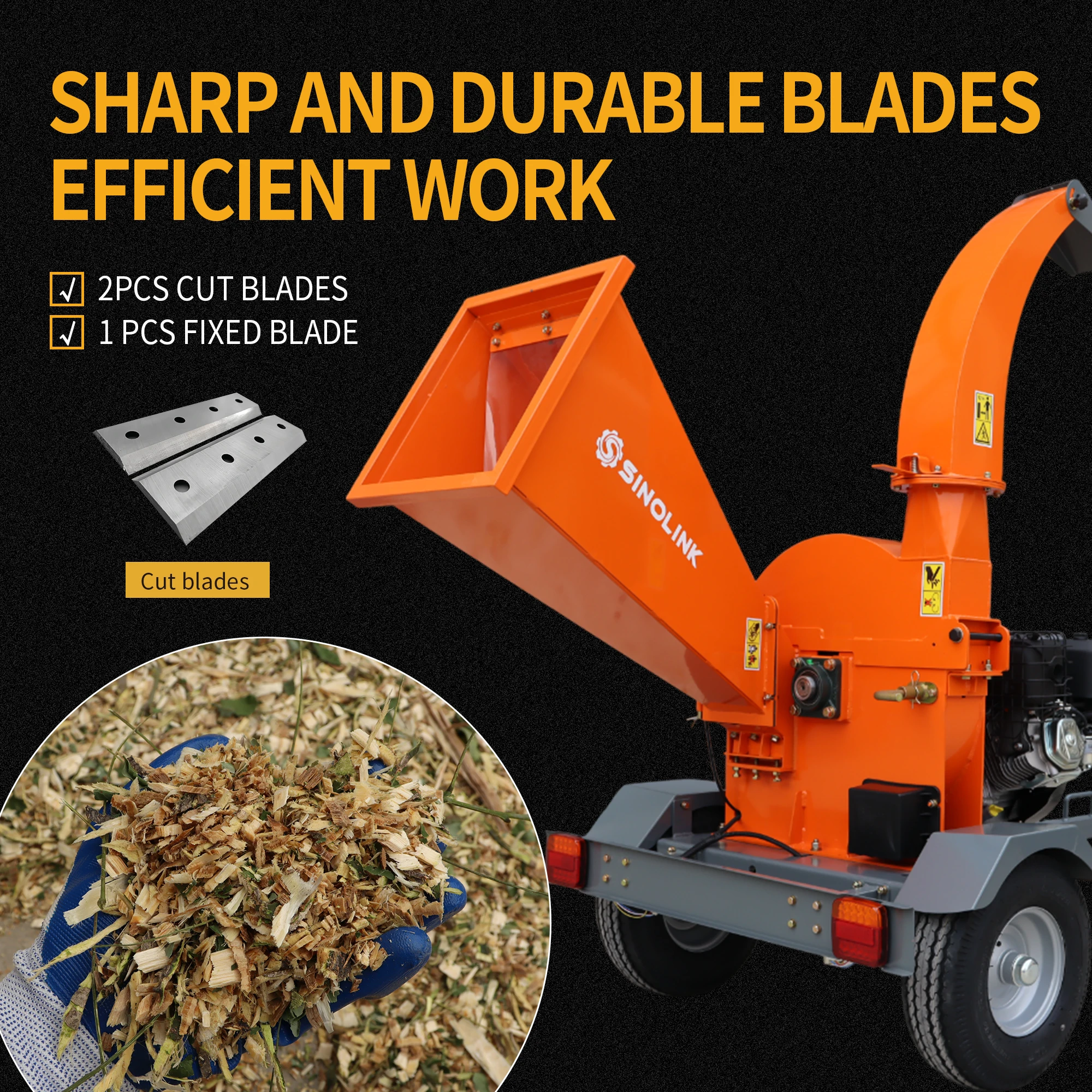 12 Inch Mobile Disc Wood Chipper with 15hp Electric Blade