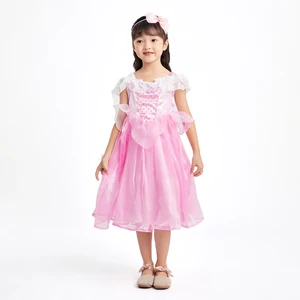 Pearl Accent Grid Pattern Off-Shoulder Design Girls Christmas Princess Costume Dress for Kids Party Celebrations