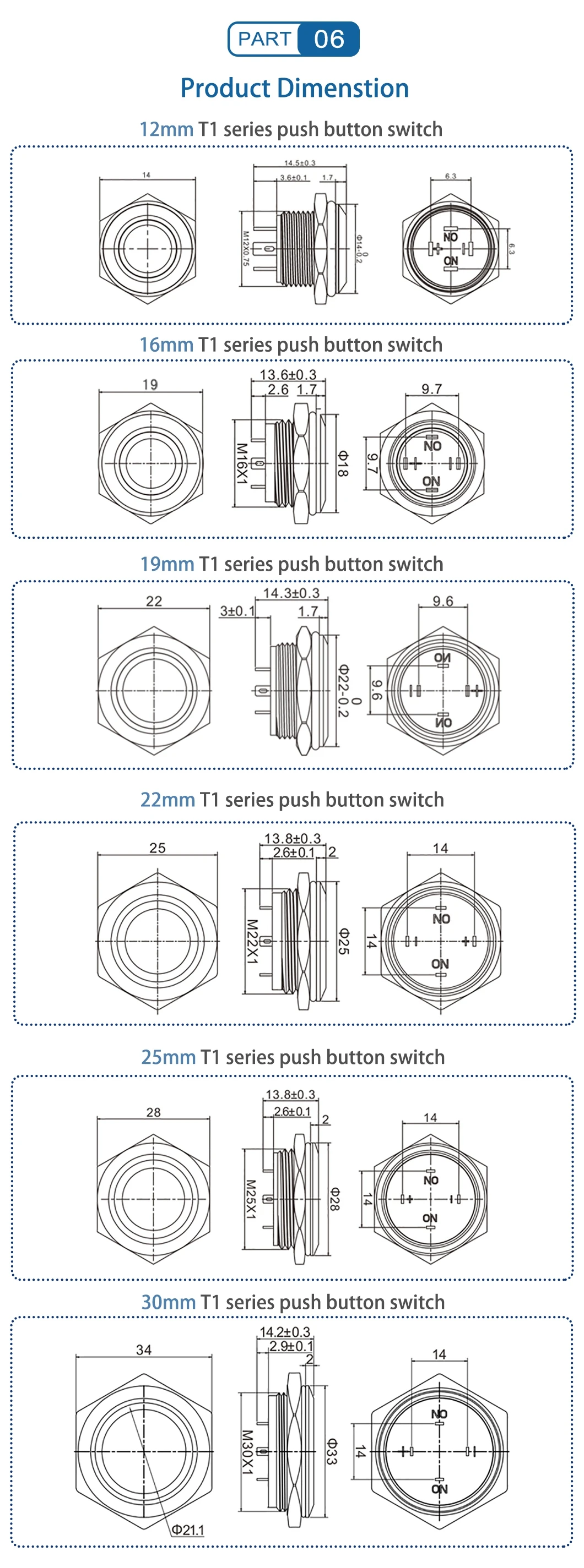 Momentary Latching Black Push Button Switch 1no1nc Spst 2no2nc Dpdt ...