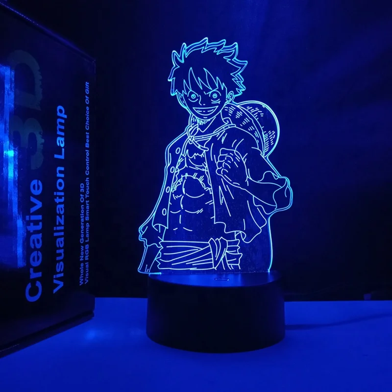 One Piece Luffy 3d Illusion Night Light Lamp Smart Touch, Effet
