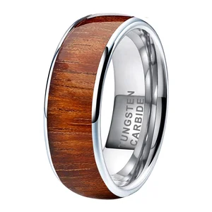 Coolstyle Jewelry 8mm Tungsten Carbide Ring for Men Women Fashion Engagement Wedding Band Koa Wood Inlay Comfort Fit