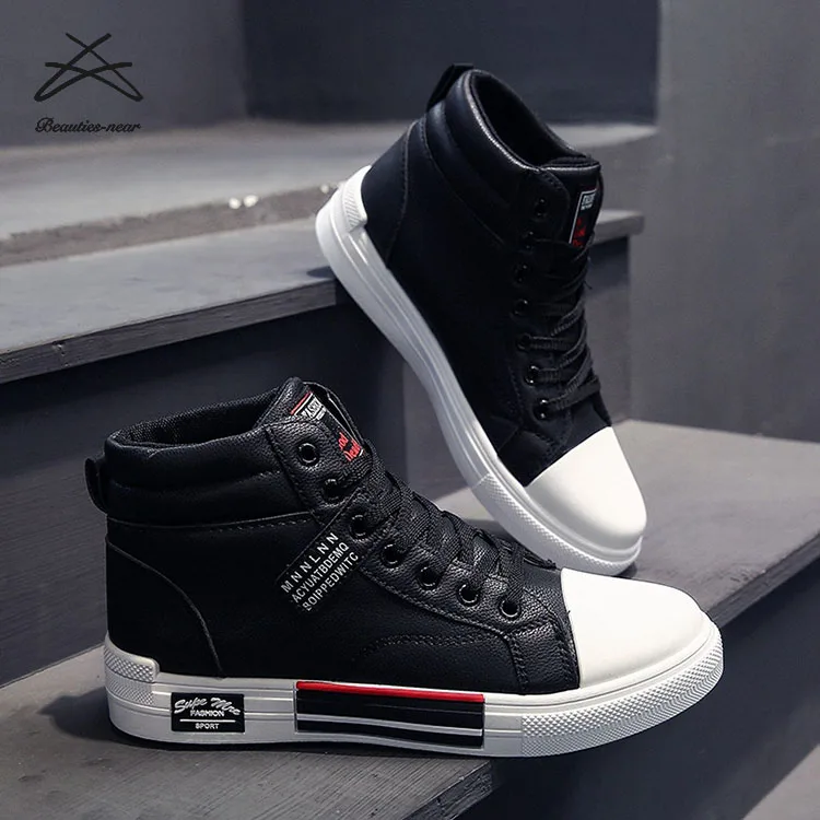 Mens Spring High Top Fashion Men Sneakers Pu Leather Walking Trainers ...