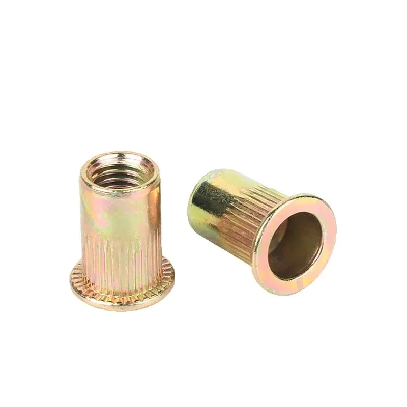 Galvanized Carbon Steel Stainless Steel Flat Head Knurled Rivet Nut  Zinc Plating for Industry details
