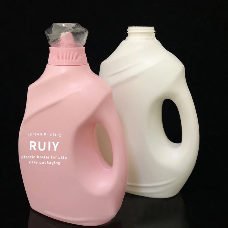 2000ml 3000ml PET Plastic Leak-Proof Liquid Laundry Detergent Bottle with Square Scale Cap for Liquid Soap Chemicals Screw Seal