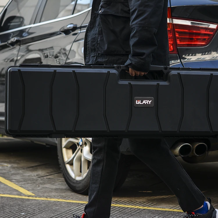 GLARY Grey Stackable Tactical Gun Safe case Box Portable Lightweight Gun Storage case Box Hard Plastic Long Gun case Box