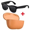 Estuche de carga marrón+lentes de gafas de sol