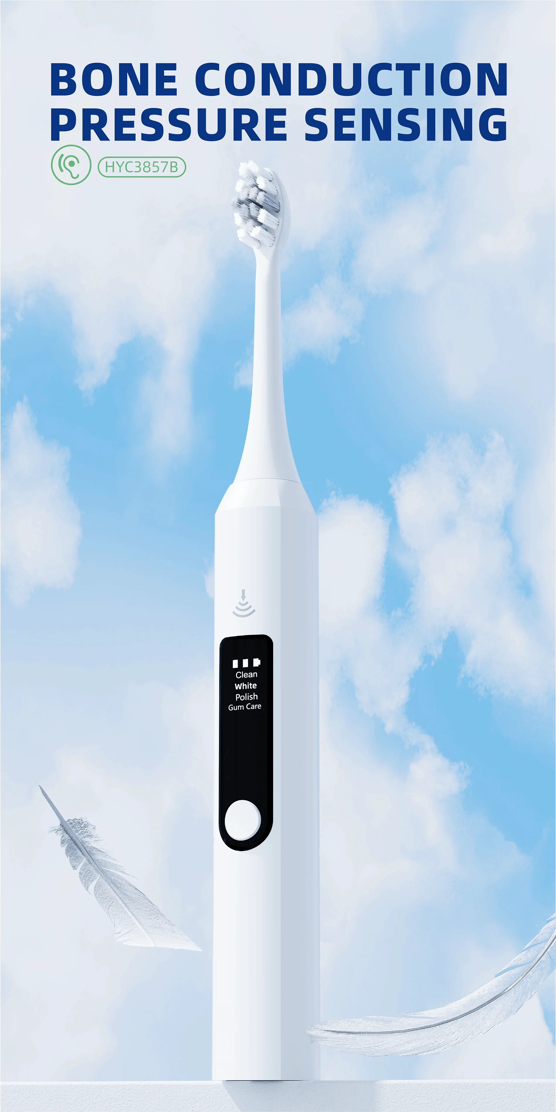 Oem Manufacturers Rechargeable IPX7 bone conduction pressure sensing smart sonic electric toothbrush manufacture