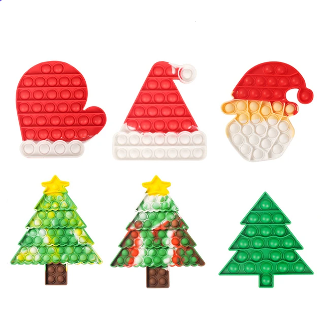 J318 оптовая продажа, силиконовая детская игрушка, носки для рождественской елки, снежинка, пузырьковая игрушка