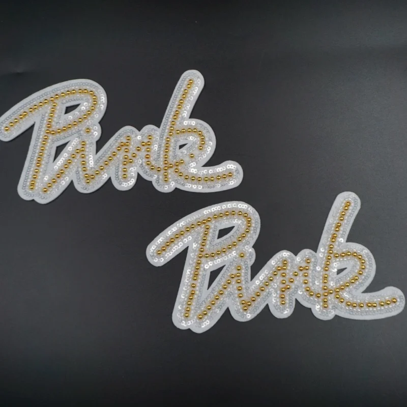 New Alphabet Pearl Rhinestone 3D DIY Patch embroidery applique badge Initial Letter Patches for Sewing on Hats